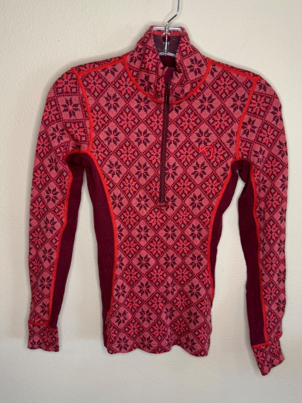 Kari Traa Rose Base Layer Set - 100% Merino Wool - Rouge Red. XS - Picture 2 of 15